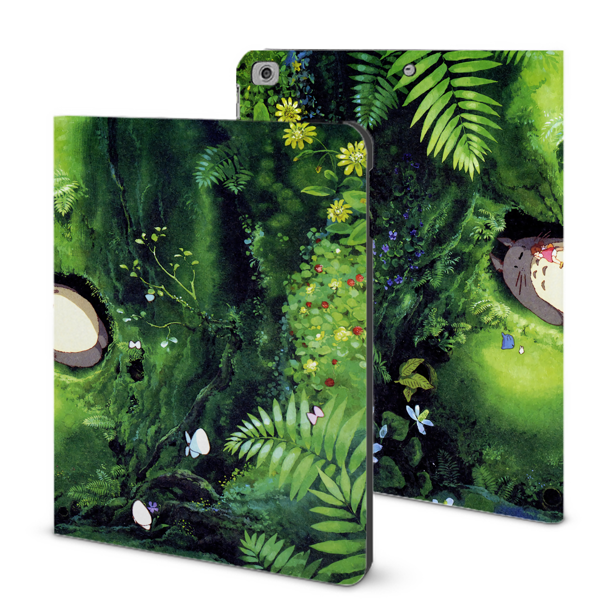 （画像用） となりのトトロ 草壁メイ 草壁サツキ My Neighbor Totoro Satsuki Kusakabe Mei Kusakabe IPad ケース ブック型 PUレザー TPU 耐衝撃 軽量 薄型 ペン収納なし 全面保護 IPad 各モデル対応